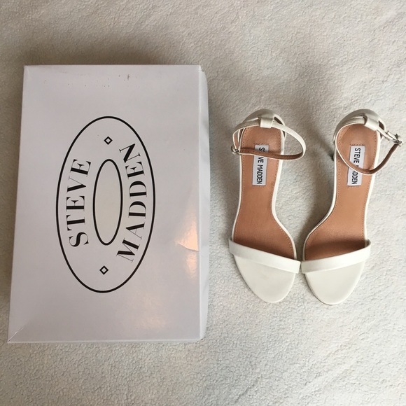 Steve Madden White Stecy Heels Sandals - Picture 2 of 8